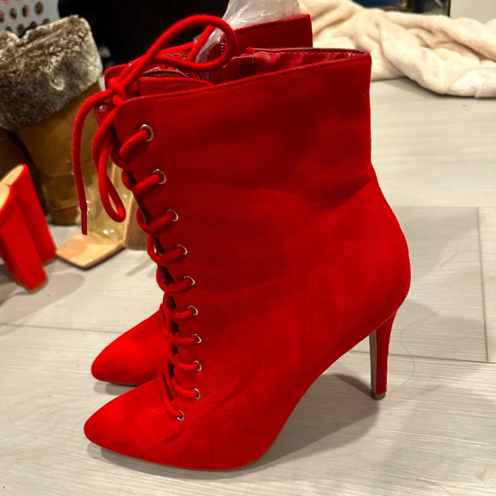 Never worn red booties